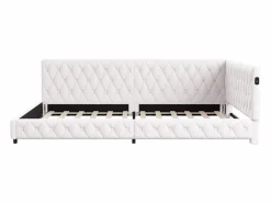 Cama nido 140x200 cm - Terciopelo Teddy, Sofá cama convertible con iluminación LED y carga USB, -^ Outlet