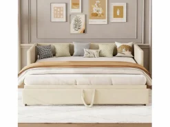Cama Diván|Cama Nido|Cama nido 90/180x200cm, Sofá cama extensible con somier, estilo escandinavo, terciopelo,