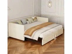 Cama Diván|Cama Nido|Cama nido 90/180x200cm, Sofá cama extensible con somier, estilo escandinavo, terciopelo,