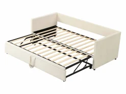 Cama Diván|Cama Nido|Cama nido 90/180x200cm, Sofá cama extensible con somier, estilo escandinavo, terciopelo,