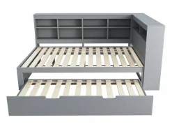 Cama Diván|Cama para adulto de 140 x 200 cm - Cama nido con puerto USB y amplio espacio de almacenaje - pino - colchón no incluido