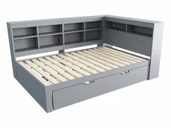 Cama Diván|Cama para adulto de 140 x 200 cm - Cama nido con puerto USB y amplio espacio de almacenaje - pino - colchón no incluido
