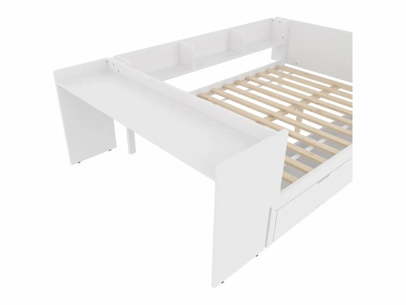 Cama Diván|Cama para adultos de 140 x 200 cm - con 2 cajones y estantes - pino - colchón no incluido