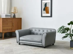 Vente-unique Cama para mascotas de cuero sintético - L.94 x P. 65 x A. 42 cm - - GALIAMA Gris Best