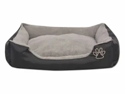 Clicnbuy Cama para perro con cojín acolchado XL negra Negro Sale
