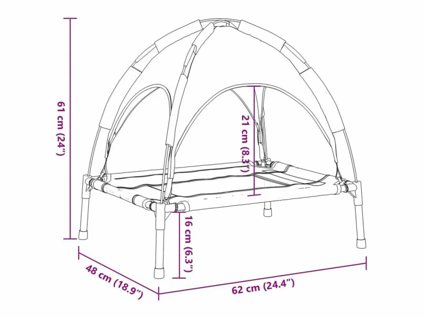 Clicnbuy Cama De Animales De Compañía|Cama para perros con dosel antracita tela oxford y acero