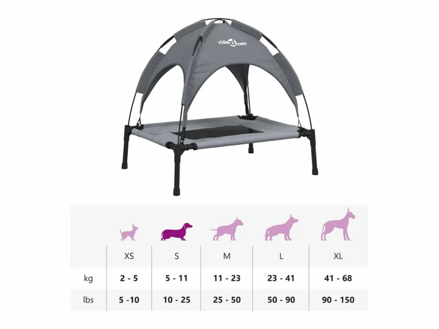 Clicnbuy Cama De Animales De Compañía|Cama para perros con dosel antracita tela oxford y acero