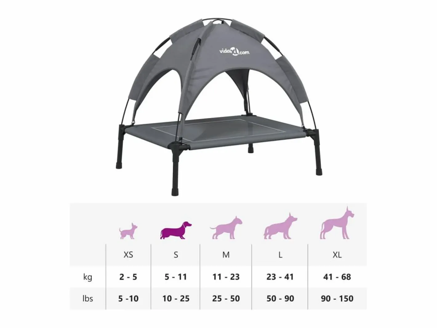 Clicnbuy Cama De Animales De Compañía|Cama para perros con dosel antracita tela oxford y acero
