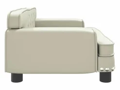 Clicnbuy Cama para perros de cuero sintético 70x45x30 cm Crema Clearance