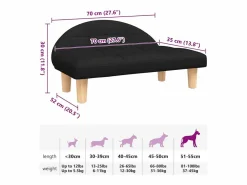 Clicnbuy Cama De Animales De Compañía|Cama para perros de tela negra 70x52x30 cm