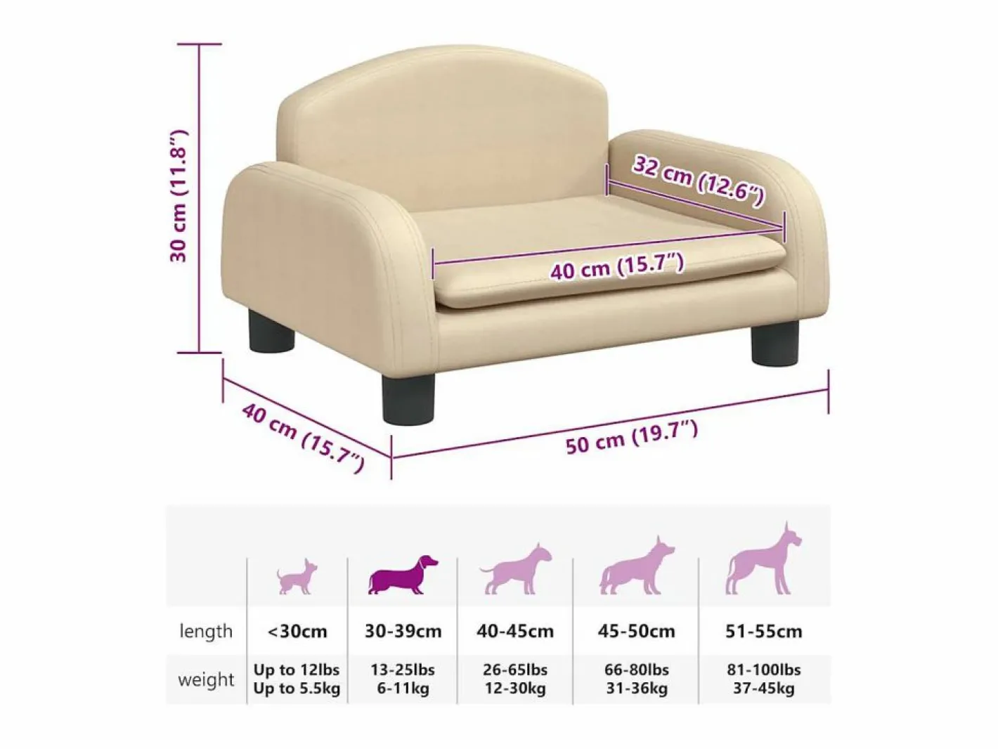 Cama para perros de tela 50x40x30 cm^Clicnbuy Online