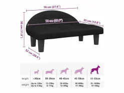 Cama para perros de terciopelo negra 70x52x30 cm^Clicnbuy