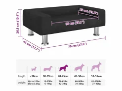 Clicnbuy Cama De Animales De Compañía|Cama para perros de terciopelo negra 70x45x26,5 cm