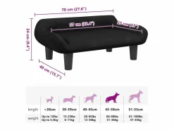 Cama para perros de terciopelo negra 70x40x24 cm^Clicnbuy Sale