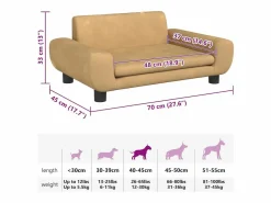 Clicnbuy Cama para perros de terciopelo marrón 70x45x33 cm Marru00f3n Outlet