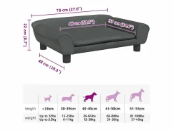 Clicnbuy Cama De Animales De Compañía|Cama para perros de terciopelo oscuro 70x48x22 cm