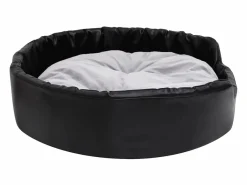 Clicnbuy Cama para perros felpa y cuero sintético gris 90x79x20 cm Negro Discount