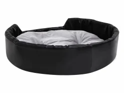 Clicnbuy Cama para perros felpa y cuero sintético gris 90x79x20 cm Negro Discount