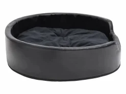 Cama para perros felpa y cuero sintético negra 79x70x19 cm^Clicnbuy Best