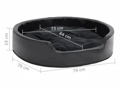 Cama para perros felpa y cuero sintético negra 79x70x19 cm^Clicnbuy Best