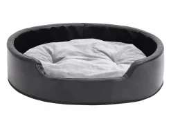 Clicnbuy Cama De Animales De Compañía|Cama para perros felpa y cuero sintético gris 79x70x19 cm