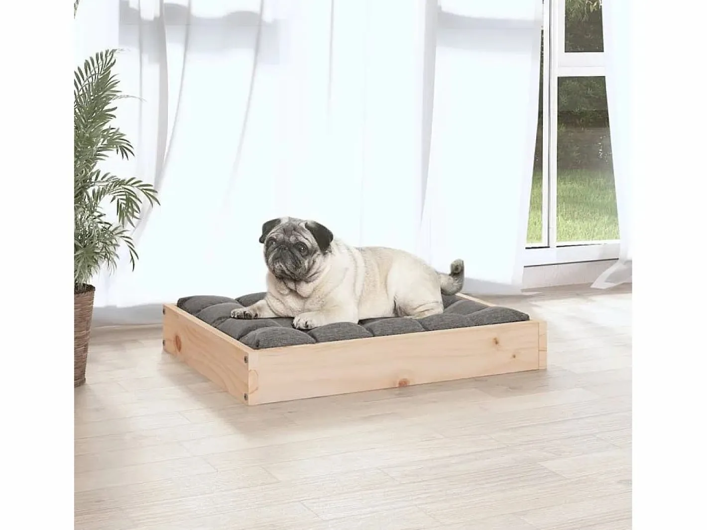 Clicnbuy Cama para perros madera maciza de pino 61,5x49x9 cm Marru00f3n Discount