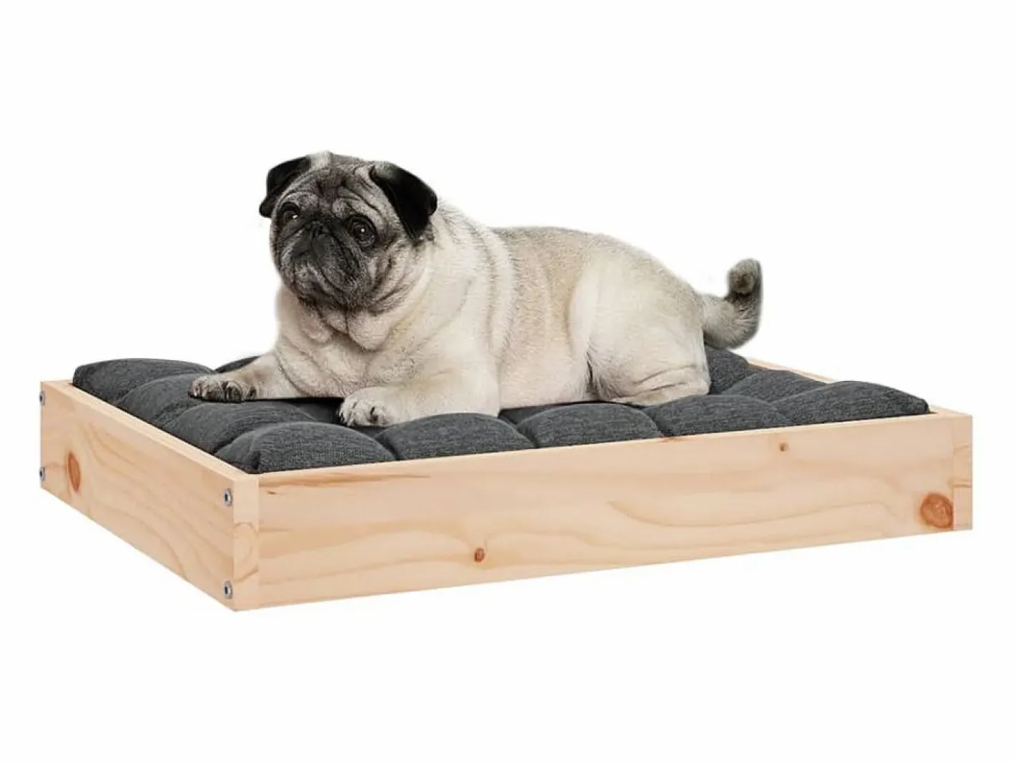 Clicnbuy Cama para perros madera maciza de pino 61,5x49x9 cm Marru00f3n Discount