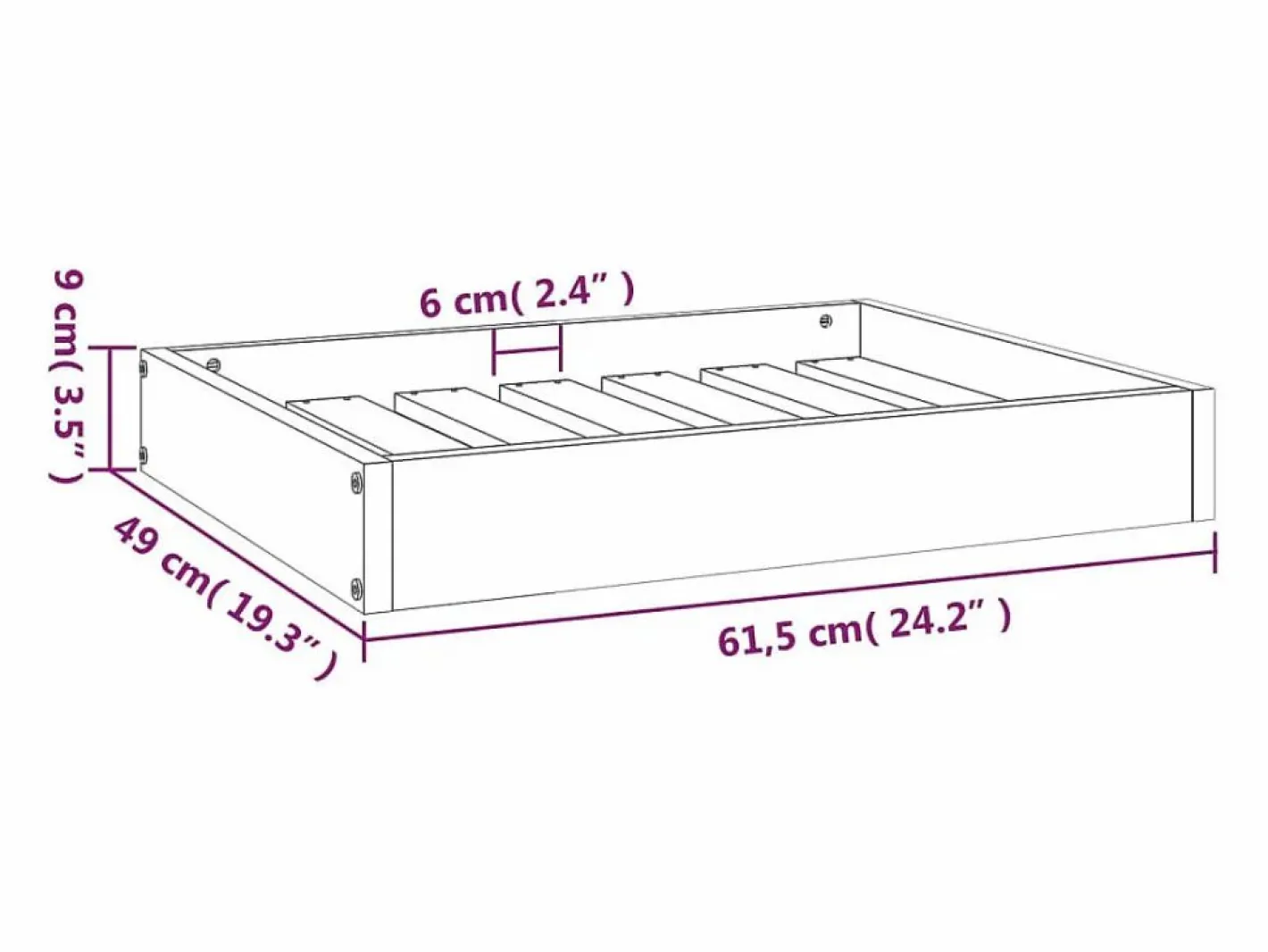 Clicnbuy Cama para perros madera maciza de pino 61,5x49x9 cm Marru00f3n Discount