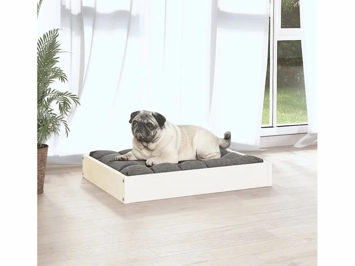Cama para perros madera maciza de pino 61,5x49x9 cm^Clicnbuy