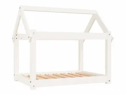 Clicnbuy Cama para perros madera maciza de pino 81x60x70 cm Blanco New