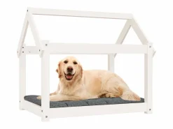 Clicnbuy Cama para perros madera maciza de pino 81x60x70 cm Blanco New