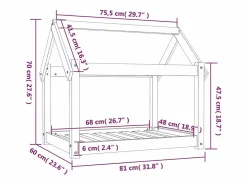 Clicnbuy Cama para perros madera maciza de pino 81x60x70 cm Marru00f3n New