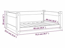 Cama para perros madera maciza de pino 75,5x55,5x28 cm^Clicnbuy Hot