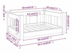 Clicnbuy Cama De Animales De Compañía|Cama para perros madera maciza de pino 65,5x50,5x28 cm