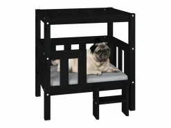 Clicnbuy Cama De Animales De Compañía|Cama para perros madera maciza de pino 65,5x50,5x70 cm