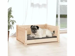 Clicnbuy Cama De Animales De Compañía|Cama para perros 65,5x50,5x28 cm de madera maciza de pino