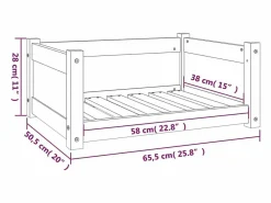 Clicnbuy Cama De Animales De Compañía|Cama para perros 65,5x50,5x28 cm de madera maciza de pino