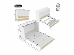 Cama plegable 140×200 cm - con toma USB y enchufe - (colchón no incluido)^ModernLuxe Clearance
