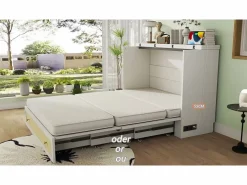 ModernLuxe Cama plegable 140×200 cm - con toma USB y enchufe - (colchón no incluido) Gris Hot