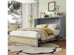 ModernLuxe Cama plegable 140×200 cm - con toma USB y enchufe - (colchón no incluido) Gris Hot