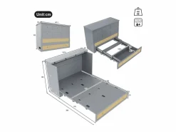 ModernLuxe Cama plegable 140×200 cm - con toma USB y enchufe - (colchón no incluido) Gris Hot
