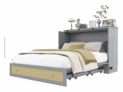 ModernLuxe Cama plegable 140×200 cm - con toma USB y enchufe - (colchón no incluido) Gris Hot