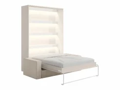 Vente-unique Cama plegable 140 x 200 cm apertura manual con leds + colchón + sofá - RAPILI Beige Hot