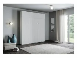 Cama plegable con columna contenedor y muebles altos de fresno , Kanto 160x190 cm^Les Tendances Online