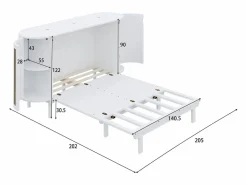 Cama plegable infantil - 140 x 200 cm - con compartimentos de almacenaje - diseño de ratán y madera -^Merax Hot