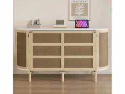 Merax Cama plegable infantil - 140 x 200 cm - con compartimentos de almacenaje - diseño de ratán y madera - color natural Color natural claro Outlet