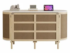 Merax Cama plegable infantil - 140 x 200 cm - con compartimentos de almacenaje - diseño de ratán y madera - color natural Color natural claro Outlet