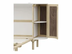 Merax Cama plegable infantil - 140 x 200 cm - con compartimentos de almacenaje - diseño de ratán y madera - color natural Color natural claro Outlet