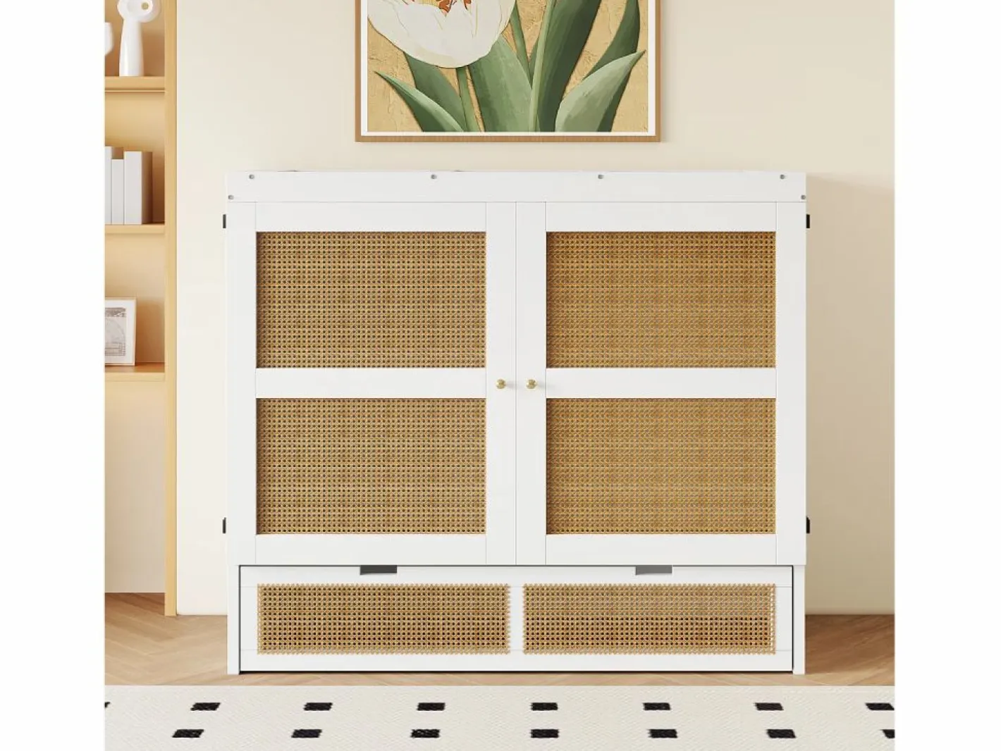 Cama plegable juvenil - 140 x 200 cm - Cama abatible de pared con cajones - Pino + contrachapado + MDF -^Merax Best