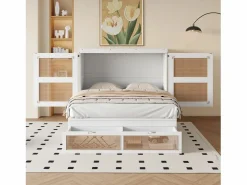 Cama plegable juvenil - 140 x 200 cm - Cama abatible de pared con cajones - Pino + contrachapado + MDF -^Merax Best